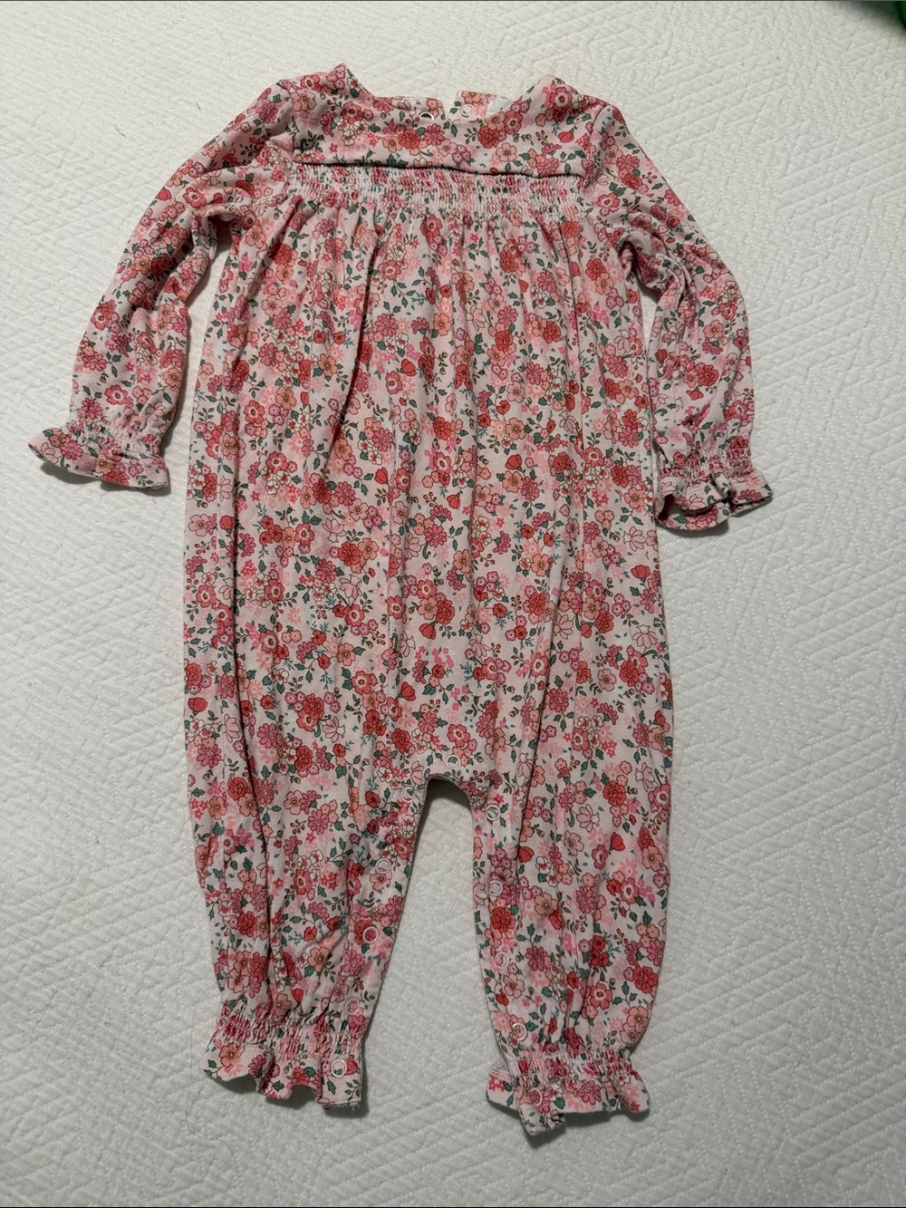 Baby Girls Floral Pink Long-Sleeve Romper